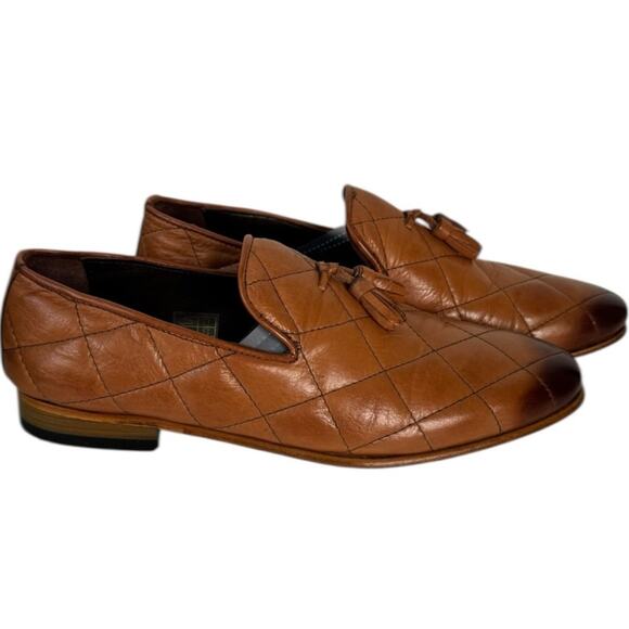 Scarpetto Premium Quilted Leather Tassel Loafers in Brown Size 8 main image 5